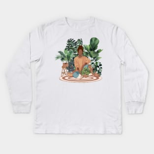 Plant lady, Girl with plants 3 Kids Long Sleeve T-Shirt